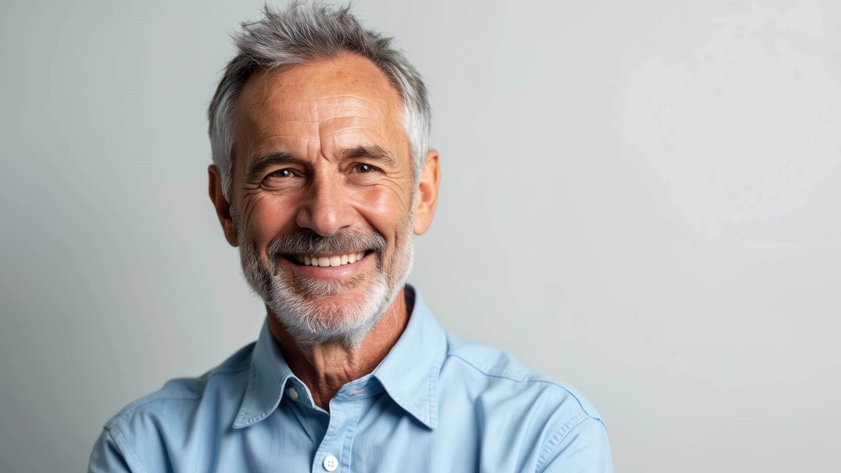 man in blue shirt